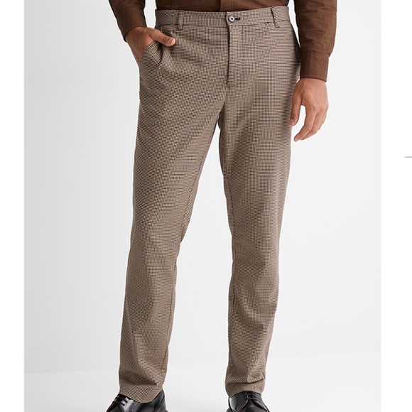 Brown plaid check Stockholm slim fit eco-friendly pants NWT - Picture 3 of 9